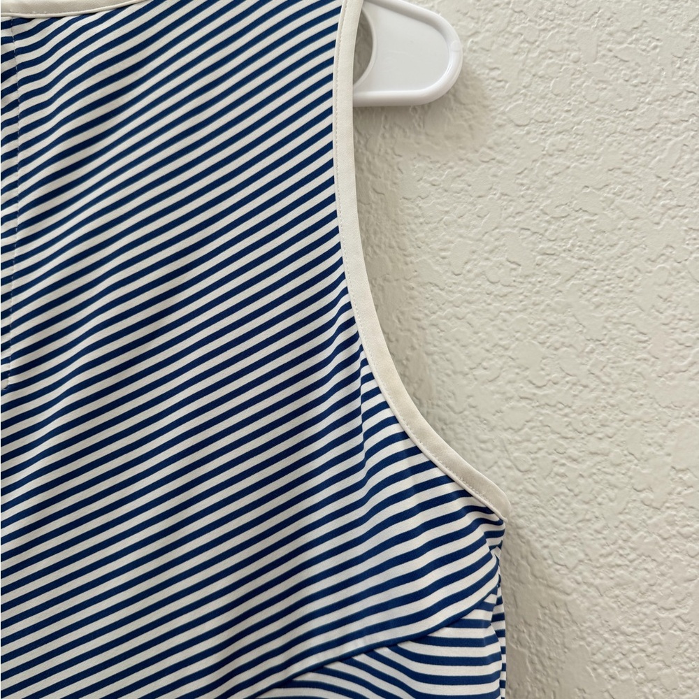 Tommy Bahama IslandZone Aubrey Cassia Navy Blue and White Striped Dress, Large - Picture 9 of 13